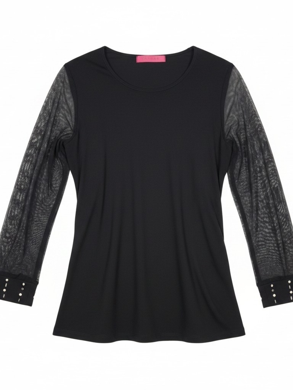LOVE SCARLETT | Goth Indie Sleeze Mesh Sleeve Studded Y2K Grunge Top Black | L